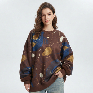 Sudadera de Felpa para Mujer, 100% Poliéster, Estilo Francés, Holgada, Informal, con Hombros Caídos, para Invierno - Product Image 1