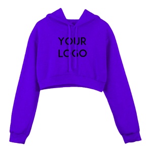 Sudadera con capucha de algodón para mujer, Top corto con logotipo personalizado, Sexy, OEM, novedad de 2020 - Product Image 1