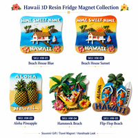 Aimant de réfrigérateur personnalisé Hawaï en résine 3D, souvenir Aloha, plage tropicale, autocollant pour réfrigérateur, décoration de cuisine, cadeau