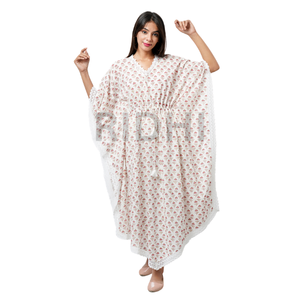 Nueva llegada 2025 Rosa indio mano bloque estampado caftán bata verano vestido Unisex Kimono vacaciones vestido holgado ropa de mujer - Product Image 2