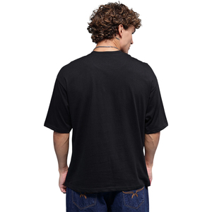 Camiseta Negra Extra Grande para Hombre con Estampado en Serigrafía, Dobladillo Rojo, Estilo Urbano, Manga Corta, Cuello Redondo, Ajuste de Jersey de Algodón - Product Image 2