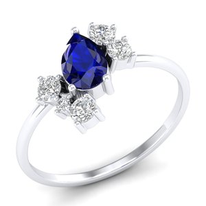 Bague de Fiançailles REYES en Argent Sterling 925 avec Moissanite et Saphir Bleu Taille Poire 0,75 Carat – Prix d'Usine en Gros - Product Image 2