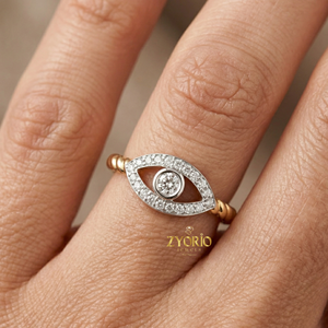 Anillo de Plata de Ley 925 con Diamante de Laboratorio de Corte Redondo, Bisel Pavé, Joyería para Mujer - Product Image 1