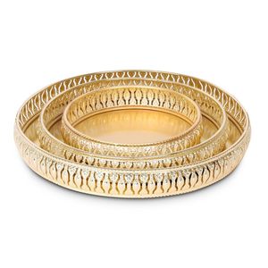 Juego de 3 Bandejas Redondas Decorativas de Metal Dorado Premium, Tendencia 2026, para Servir y Regalar - Product Image 1