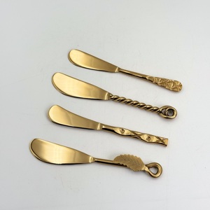 Good Quality Metal Cheese Cutter Slicer With Stainless Steel Handles for Kitchenware Tabletop Gold Finished Butter Knives Sets - Product Image 6