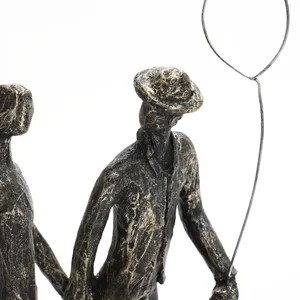 Handmade Bronze Sculpture Figurative Couple Walking with <b>Balloon</b> Contemporary Art Decor for Living Room Tabletop Display - Product Image 4