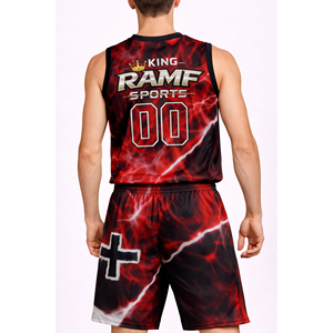 Ensemble d'uniformes de basketball pour hommes adultes - Nom et numéro personnalisés, 100% polyester, séchage rapide, respirant, maillots d'équipe imprimés par transfert thermique - Product Image 2