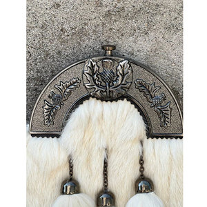 Wholesale Scottish Leather Kilt Sporran 3 Tussle Brown Rabit Fur Sporran with <b>Chains</b> and <b>Belt</b> Accessory for Suits - Product Image 2