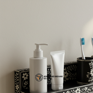 Handcrafted Plastic Four-Piece Eco-Friendly Easy Clean Bathroom Organizer <b>Set</b> Wall-Mounted Vanity Shelf <b>Soap</b> Dispenser - Product Image 6