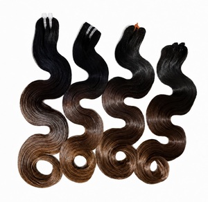 Extensions de cheveux humains vierges bruns, 18 pouces, 4 paquets, double trame machine, avec closure frontale en dentelle, double tirage aux pointes - Product Image 4