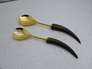 Ensemble cuillère et fourchette à salade en acier inoxydable avec manche en résine pour buffet, restaurant, hôtel, fournisseur en gros professionnel d'articles de cuisine - Product Image 1