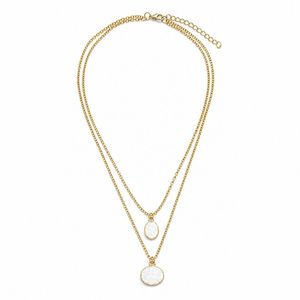 Collar de Moda con Colgante de Doble Capa para Mujeres y Niñas - Joyería de Cadena de Doble Capa Antideslustre (WN008W) - Product Image 1