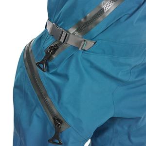 Unisex Teal Waterproof Polyester <b>Work</b> Coverall with <b>Black</b> Trim and Zippered Pockets for Industrial Use - Product Image 4
