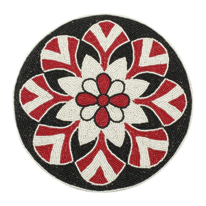 High Quality Glass <b>Beaded</b> <b>Placemat</b> Round Floral Table Mat Silver Dining Charger Pad For Wedding Event Party Restaurant Table - Product Image 3