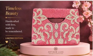 Bolso de mano rosa con cuentas hecho a mano – Elegante bolso de noche llamativo |   Bolso de mano de lujo de edición limitada - bolso de noche con cuentas para mujer - Product Image 5