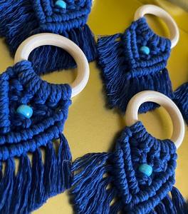 Anneaux de serviette en macramé bohème : coton tissé, décorations de table, décoration de table de mariage - Product Image 3