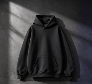 เสื้อฮู้ดผู้ชายทรงโอเวอร์ไซส์ สีพื้น ผ้าฝ้ายฟลีซ สวมใส่สบายๆ สำหรับฤดูใบไม้ร่วง ทรงปกติ มีกระเป๋า - Product Image 3