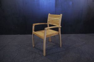 Solid Teak Wood Stacking <b>Chair</b> with Armrest Modern Design Outdoor Dining Furniture Well Sanded Finish Model CHA68 - Product Image 4