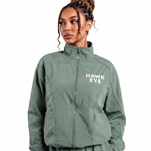 Women Oversized Trendy Sage Green Nylon Tracksuit <b>Set</b> Full Zip Jacket Pants Breathable Streetwear Sportswear Two Piece - Product Image 6