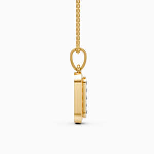 Collier de fiançailles unisexe classique en or plaqué or 18 carats avec pierre centrale naturelle taille poire style vintage pavé - Product Image 2
