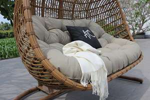 Rattan <b>Hanging</b> <b>Chair</b> Outdoor Garden Swing Seat With Cushion Tropical Style Furniture For Patio Balcony - Product Image 6