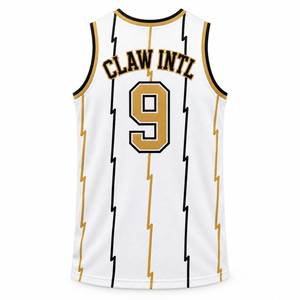 CLAW INTL Basketball Jersey Heat-Transfer Printing Unisex Tank <b>Top</b> White <b>Gold</b> Dinosaur Cartoon Design Breathable <b>Mesh</b> Teenagers - Product Image 5