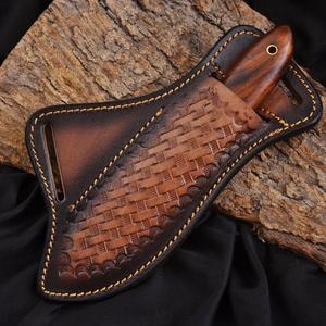 Cuchillo de caza y desollado estilo vaquero hecho a mano, hoja fija de 8 pulgadas para camping, con mango de palisandro y turquesa. - Product Image 5