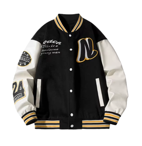 Custom Hip Hop Varsity Jacket Vintage Embroidered Letterman Baseball Jacket Unisex Streetwear <b>Coat</b> - Product Image 4