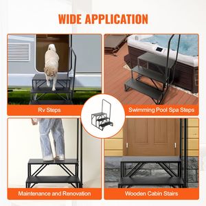 Scala a 3 Gradini per Camper con Capacità di Carico di 200 kg, Corrimano in Acciaio al Carbonio Rinforzato, Ingresso/Uscita Sicura Antiscivolo - Product Image 6