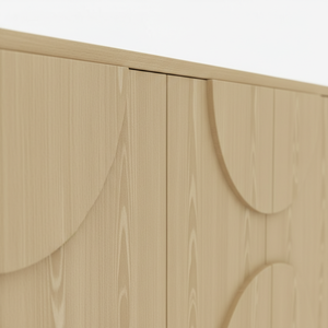 Aparador de Madera Moderno Semicircular con Panel de Media Luna, Mueble de Almacenamiento de Madera con Panel de Arco de 4 Puertas, Diseño de Arco Moderno - Product Image 5