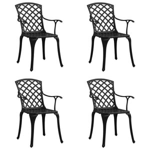 Set di 4 Sedie da Giardino in Alluminio Pressofuso Nero, Design Ergonomico Standard - Product Image 1