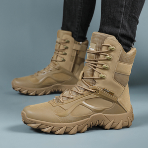 Botas de Senderismo Tácticas para Hombre, Parte Superior Sintética Negra, Forro de Malla, Suela de Goma Impermeable, Punta Cerrada, para Todas las Estaciones, Aire Libre - Product Image 5