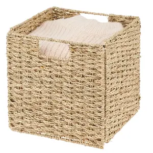 Cheap Price Natural Seagrass Foldable Home Storage Basket For Cube Furniture Woven Storage Basket From Vietnam