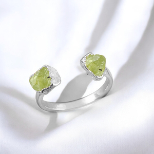 Raw Peridot Gemstone <b>Ring</b> 925 Silver Gold Plated | Fine Birthstone Jewelry for Women - Product Image 1