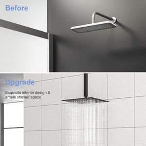 Set di accessori per bagno con braccio doccia da soffitto nero opaco da 8 pollici con flangia - Product Image 6