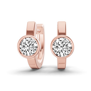 Classy And Trendy 18k <b>SOLID</b> <b>Gold</b> Earring Jewellery Elin Single Round Lab Diamond <b>Huggies</b> Earrings Gift For Party Occasions - Product Image 5