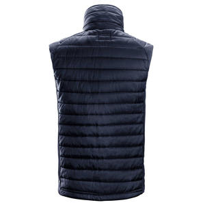 Chaleco Acolchado Sin Mangas Azul Marino para Hombre, con Cuello Alto, Cierre Frontal, Resistente al Viento, Ropa de Invierno Informal, Color Sólido, Poliéster - Product Image 2