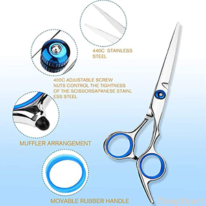 Tijeras de Barbero Plegables Profesionales de Alta Calidad, Ligeras, Recubiertas de Papel Tricolor, Acero con Alto Contenido de Carbono, Logotipo Personalizado - Product Image 4