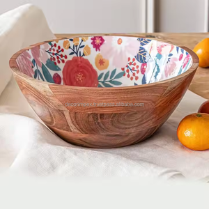Cuenco de madera con estampado esmaltado de diseño moderno, cuenco de madera hecho a mano de nuevo diseño, exportador mayorista - Product Image 4