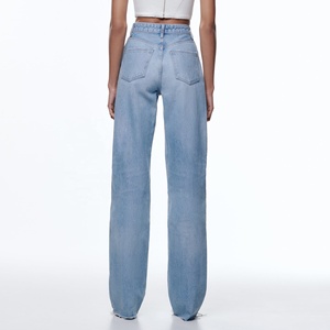 Customized Premium Womens High Waist Loose Fit Solid Denim Straight-leg Boyfriend Jeans Casual for Wash Summer All Seasons - Product Image 2