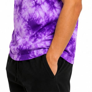 Camiseta Tie Dye para Hombre, Premium, Suave, Transpirable, Manga Corta, con Estampado Morado, Cuello Redondo, Corte Regular, Estilo Urbano, a la Moda - Product Image 6