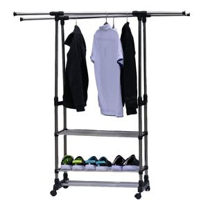 Appendiabiti a 3 livelli in acciaio inossidabile, design orizzontale e verticale per l'organizzazione di vestiti e scarpe - Product Image 2