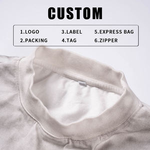 T-shirt <span class=keywords><strong>Homme</strong></span> Noir Streetwear Personnalisé Effet Délavé Col Rond Côtelé Coupe Ample et Épaisse - Product Image 4