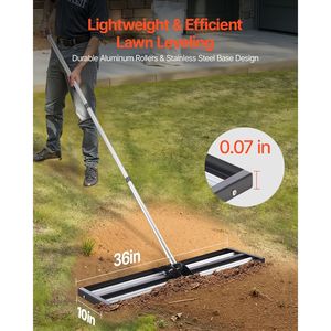 Rullo livellatore per prato in acciaio inossidabile rinforzato da 36 x 10 pollici con manico regolabile da 83,9 pollici, attrezzo da giardino in metallo - Product Image 2