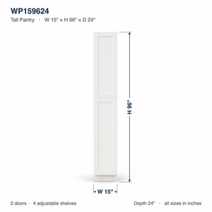 Armoire de rangement en gros de 15 pouces de hauteur, armoire blanche style Shaker de 96 pouces de hauteur, profondeur de 24 pouces, RTA, vente en gros, usine du Vietnam - Product Image 6