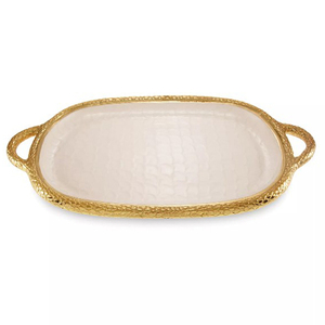 Plateau de service en aluminium très demandé avec poignée en métal doré pour hôtels et restaurants, idéal pour fruits et dattes - Product Image 5