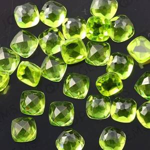 Pierre précieuse naturelle de péridot vert de luxe faite à la main, taille rose, forme coussin carrée, taille à facettes, qualité supérieure, pour la fabrication de bijoux DIY - Product Image 4