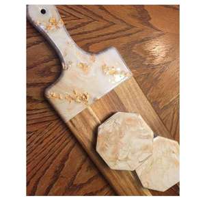 Planche à découper géométrique de haute qualité en résine époxy et bois pour couper les fruits, les légumes et la viande, planche à découper moderne pour ustensiles de cuisine - Product Image 3