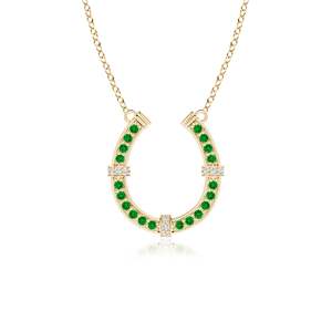 14K <b>Solid</b> <b>Gold</b> Natural Emerald Pave-Set Diamond Horseshoe <b>Pendant</b> Necklace Classic Fine Jewellery Anniversary Gift For Her 2026 - Product Image 1