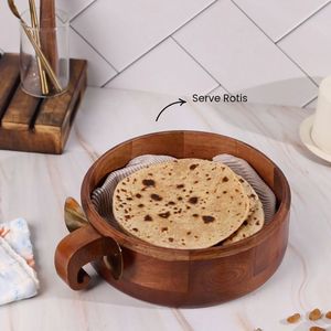 Caja de Almacenamiento de Chapati y Roti de Madera Hecha a Mano, Ecológica, Apta para Lavavajillas, Apilable, con Tapa Abatible, para Comida Tradicional - Product Image 4